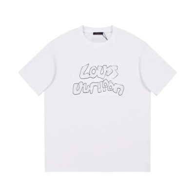 루이비통 남성 화이트 크루넥 반팔티 - Louis vuitton Mens White Short sleeved Tshirts - lv837x