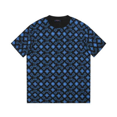 루이비통 남성 블루 크루넥 반팔티 - Louis vuitton Mens Blue Short sleeved Tshirts - lv838x