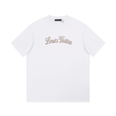 루이비통 남성 화이트 크루넥 반팔티 - Louis vuitton Mens White Short sleeved Tshirts - lv847x