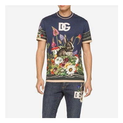 돌체앤가바나 남성 네이비 크루넥 반팔티 - Dolce&Gabbana Mens Navy Tshirts - dol455x