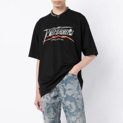 베트멍 남/녀 트렌디 블랙 반팔티 - Vetements Unisex Black Tshirts - vet338x