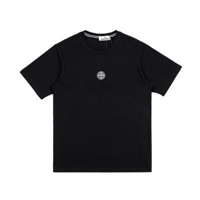 스톤아일랜드 남성 블랙 크루넥 반팔티 - Stone Island Mens Black Tshirts - st58x