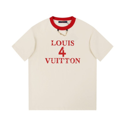 루이비통 남성 아이보리 크루넥 반팔티 - Louis vuitton Mens Ivory Short sleeved Tshirts - lv867x