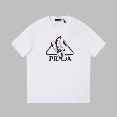 프라다 남성 크루넥 화이트 반팔티 - Prada Mens White Short sleeved T-shirts - pr462x