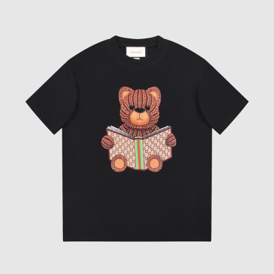 구찌 남/녀 블랙 크루넥 반팔티 - Gucci Unisex Black Short sleeved Tshirts - gu653x