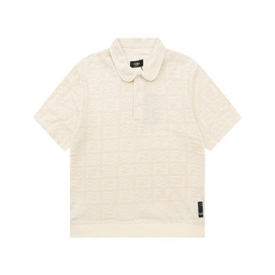 펜디 남성 아이보리 폴로 반팔티 - Fendi Mens Ivory Short sleeved Tshirts - fe105x