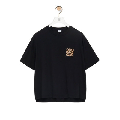 로에베 여성 이니셜 블랙 반팔티 - Loewe Womens Black Short sleeved Tshirts - loe721x