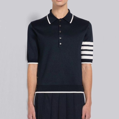 톰브라운 남성 네이비 폴로 반팔티 - Thom Browne Mens Navy Tshirts - th55x