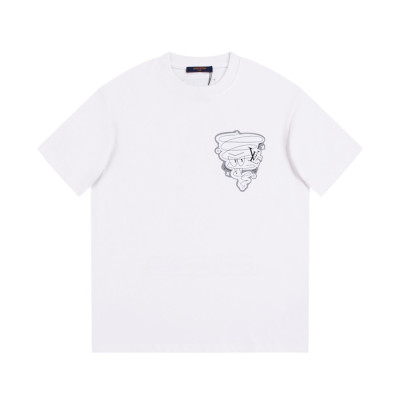 루이비통 남성 화이트 크루넥 반팔티 - Louis vuitton Mens White Short sleeved Tshirts - lv896x