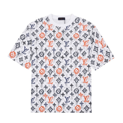 루이비통 남성 화이트 크루넥 반팔티 - Louis vuitton Mens White Short sleeved Tshirts - lv906x