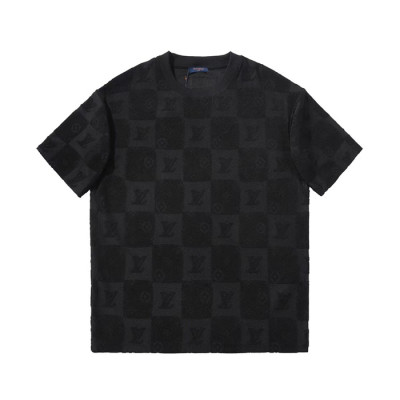 루이비통 남성 블랙 크루넥 반팔티 - Louis vuitton Mens Black Short sleeved Tshirts - lv921x