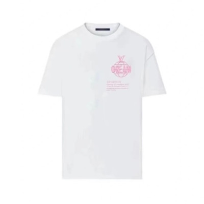 루이비통 남성 아이보리 크루넥 반팔티 - Louis vuitton Mens Ivory Short sleeved Tshirts - lv930x