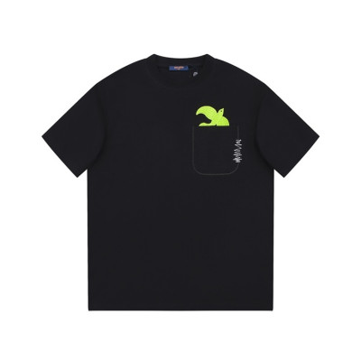 루이비통 남성 블랙 크루넥 반팔티 - Louis vuitton Mens Black Short sleeved Tshirts - lv941x