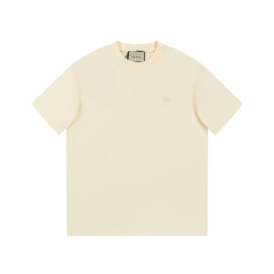 구찌 남/녀 아이보리 크루넥 반팔티 - Gucci Unisex Ivory Short sleeved Tshirts - gu678x