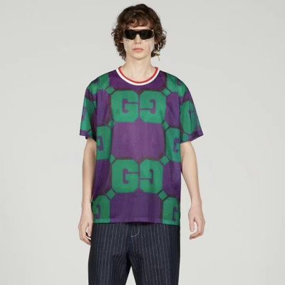 구찌 남/녀 퍼플 크루넥 반팔티 - Gucci Unisex Purple Short sleeved Tshirts - gu680x