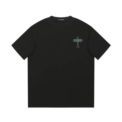 크롬하츠 남성 블랙 크루넥 반팔티 - Chrom Hearts Mens Black Short sleeved Tshirts - ch142x