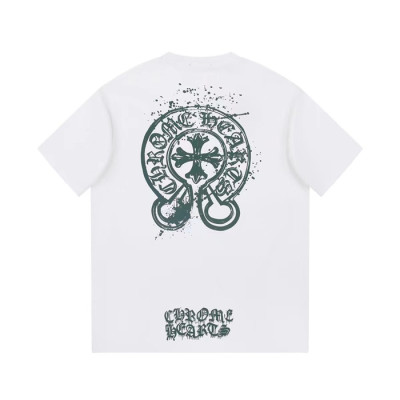 크롬하츠 남성 화이트 크루넥 반팔티 - Chrom Hearts Mens White Short sleeved Tshirts - ch143x