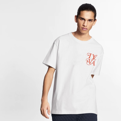 루이비통 남성 화이트 크루넥 반팔티 - Louis vuitton Mens White Short sleeved Tshirts - lv947x