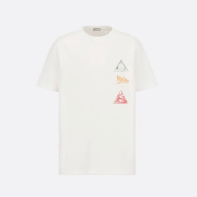 디올 남성 화이트 크루넥 반팔티 - Dior Mens White Short sleeved Tshirts - di464x