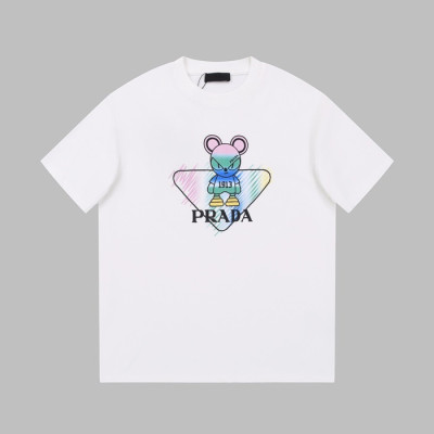 프라다 남성 크루넥 화이트 반팔티 - Prada Mens White Short sleeved Tshirts - pr508x