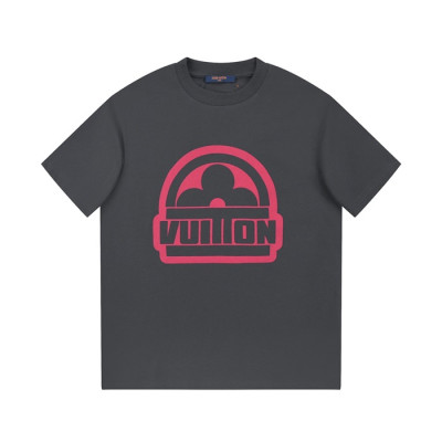 루이비통 남성 그레이 크루넥 반팔티 - Louis vuitton Mens Gray Short sleeved Tshirts - lv963x