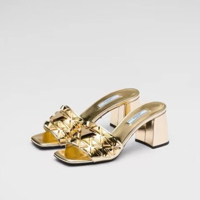 프라다 여성 로고 골드 슬리퍼 - Prada Womens Gold Slippers - pr511x