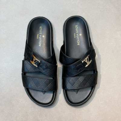 루이비통 남성 블랙 슬리퍼 - Louis vuitton Mens Black Slippers - lv997x