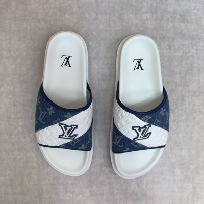 루이비통 남성 블루 슬리퍼 - Louis vuitton Mens Blue Slippers - lv1003x