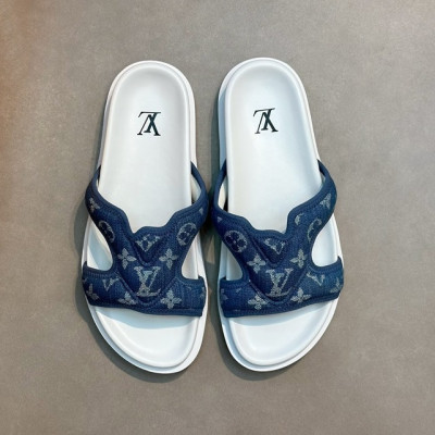 루이비통 남성 블루 슬리퍼 - Louis vuitton Mens Blue Slippers - lv1010x