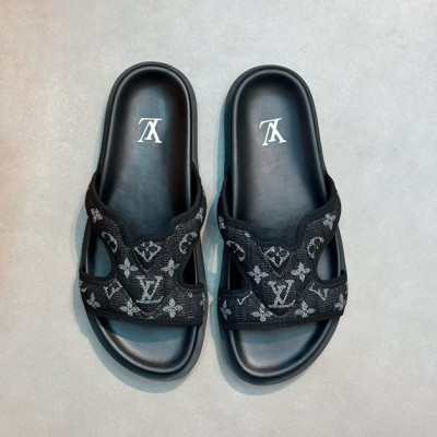 루이비통 남성 블랙 슬리퍼 - Louis vuitton Mens Black Slippers - lv1011x