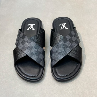 루이비통 남성 블랙 슬리퍼 - Louis vuitton Mens Black Slippers - lv1018x