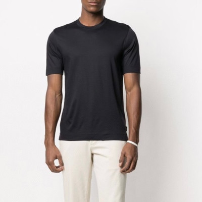 제냐 남성 블랙 크루넥 반팔티 - Zegna Mens Black Short sleeved Tshirts - ze88x