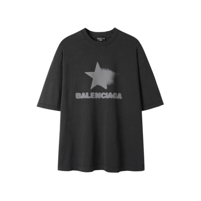 발렌시아가 남성 블랙 크루넥 반팔티 - Balenciaga Mens Black Short sleeved Tshirts - ba417x