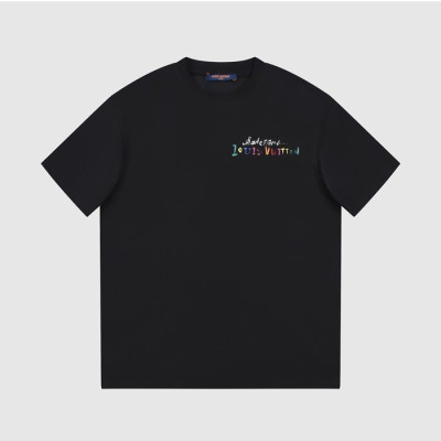 루이비통 남성 블랙 크루넥 반팔티 - Louis vuitton Mens Black Short sleeved Tshirts - lv1053x