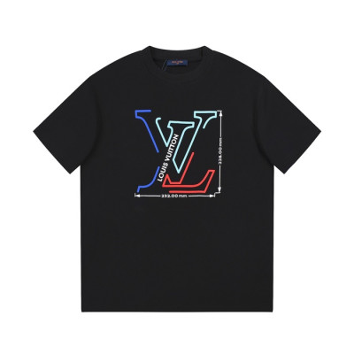 루이비통 남성 블랙 크루넥 반팔티 - Louis vuitton Mens Black Short sleeved Tshirts - lv1061x