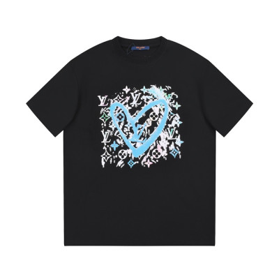 루이비통 남성 블랙 크루넥 반팔티 - Louis vuitton Mens Black Short sleeved Tshirts - lv1063x