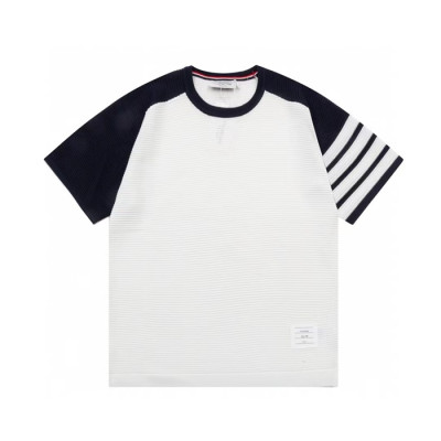 톰브라운 남성 크루넥 블루 반팔티 - Thom Browne Mens Blue Tshirts - th61x