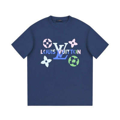 루이비통 남성 블루 크루넥 반팔티 - Louis vuitton Mens Blue Short sleeved Tshirts - lv1067x