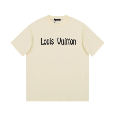 루이비통 남성 아이보리 크루넥 반팔티 - Louis vuitton Mens Ivory Short sleeved Tshirts - lv1071x