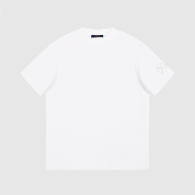 루이비통 남성 화이트 크루넥 반팔티 - Louis vuitton Mens White Short sleeved Tshirts - lv1074x