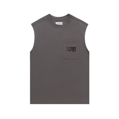 메종마르지엘라 남/녀 크루넥 블랙 나시 - Maison Margiela Unisex Black Sleeveless Tshirts - mai164x