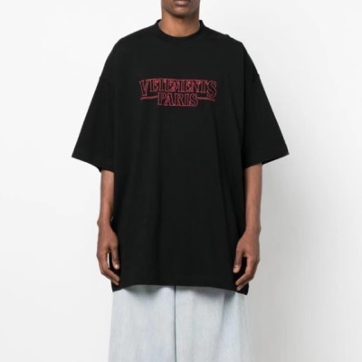 베트멍 남/녀 트렌디 블랙 반팔티 - Vetements Unisex Black Tshirts - vet349x