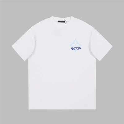 루이비통 남성 화이트 크루넥 반팔티 - Louis vuitton Mens White Short sleeved Tshirts - lv1097x