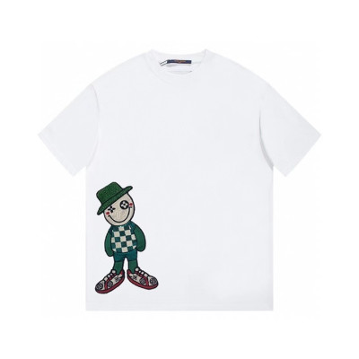 루이비통 남성 화이트 크루넥 반팔티 - Louis vuitton Mens White Short sleeved Tshirts - lv1102x