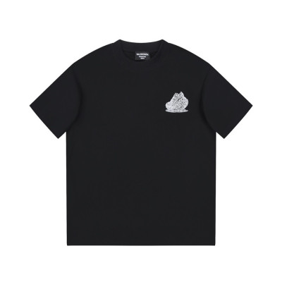 발렌시아가 남성 블랙 크루넥 반팔티 - Balenciaga Mens Black Short sleeved Tshirts - ba439x