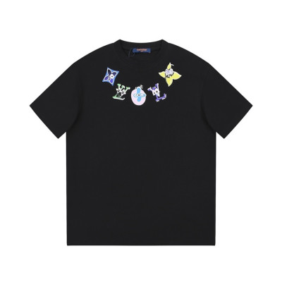 루이비통 남성 블랙 크루넥 반팔티 - Louis vuitton Mens Black Short sleeved Tshirts - lv1107x