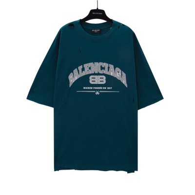 발렌시아가 남성 블루 크루넥 반팔티 - Balenciaga Mens Blue Short sleeved Tshirts - ba447x