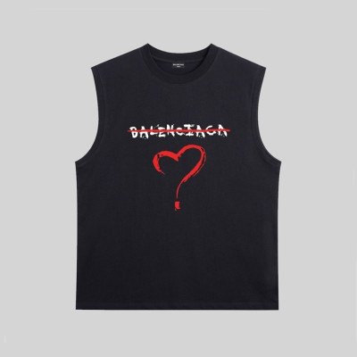 발렌시아가 남성 블랙 크루넥 나시 - Balenciaga Mens Black Sleeveless Tshirts - ba449x