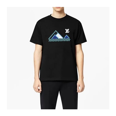 루이비통 남성 블랙 크루넥 반팔티 - Louis vuitton Mens Black Short sleeved Tshirts - lv1133x