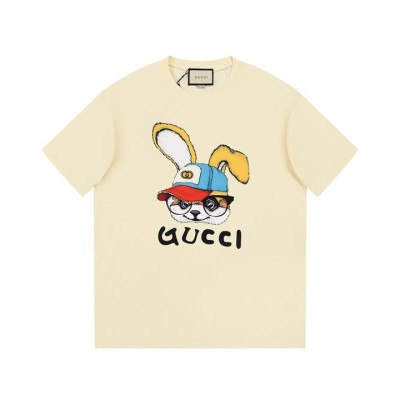 구찌 남/녀 아이보리 크루넥 반팔티 - Gucci Unisex Ivory Short sleeved Tshirts - gu730x